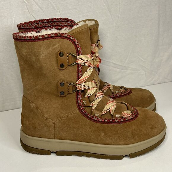 UGG Women's Chestnut Leather Classic Weather Hiker Hi Winter Boots Size 9 - Picture 1 of 10